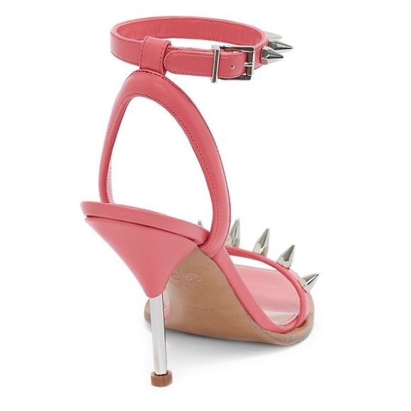 NWT$950 Alexander McQueen Coral Punk Stud Leather Ankle-Strap Sandals Heel Sz 9 - Picture 4 of 16